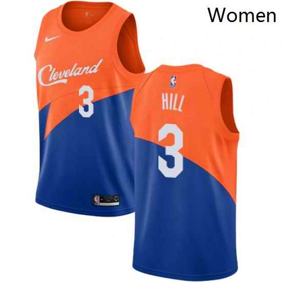 Womens Nike Cleveland Cavaliers 3 George Hill Swingman Blue NBA Jersey City Edition